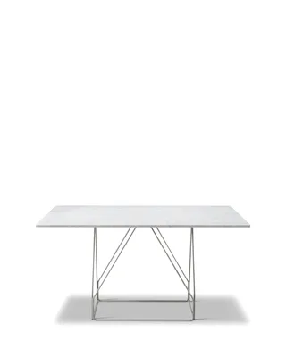 JG Table, 140x140 cm de Fredericia en White Carrara, Brushed stainless steel, Aucun – photo du produit 2 sur 2