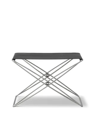 JG Folding Stool by Fredericia in Leather Max 98, Black, Brushed stainless steel – product photo 3 of 3