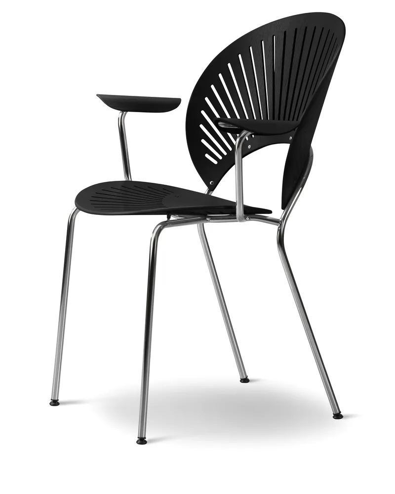 Trinidad Armchair by Fredericia in Black ash, FSC Mix 70%, Chrome – product photo 1 of 2
