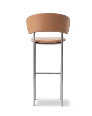 Plan Arm Barstool von Fredericia in Leather Max 95, Cognac, Brushed steel, Sh 78 cm – Produktfoto 2 von 4