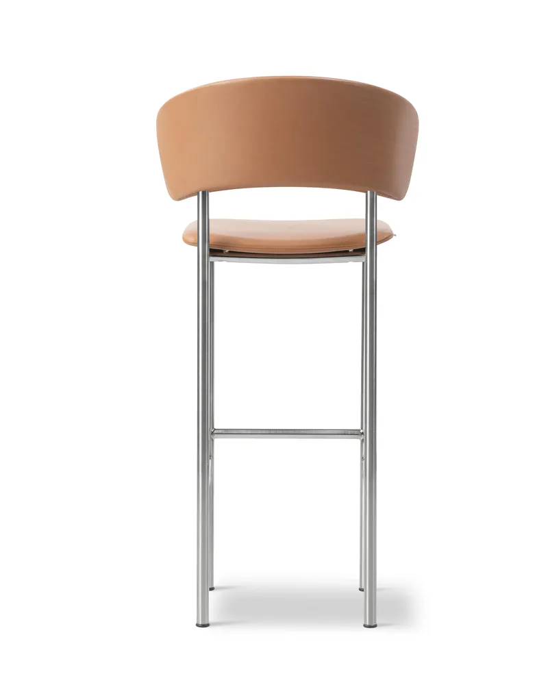 Plan Arm Barstool von Fredericia in Leather Max 95, Cognac, Brushed steel, Sh 78 cm – Produktfoto 2 von 4