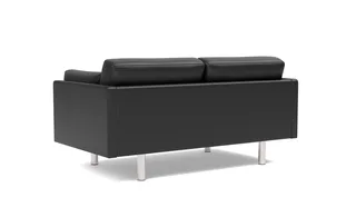 EJ220 Sofa, 2 seater, 163 cm de Fredericia en Leather Omni 301, Black, Brushed chrome, round legs – photo du produit 3 sur 4