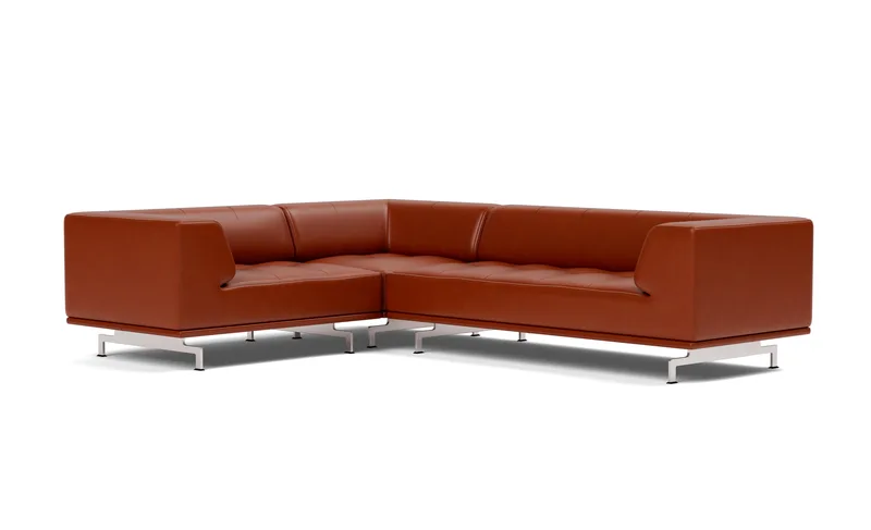 Delphi Elements - Configuration B by Fredericia in Leather Cera 905, Russet brown, Brushed aluminium – product photo 1 of 4