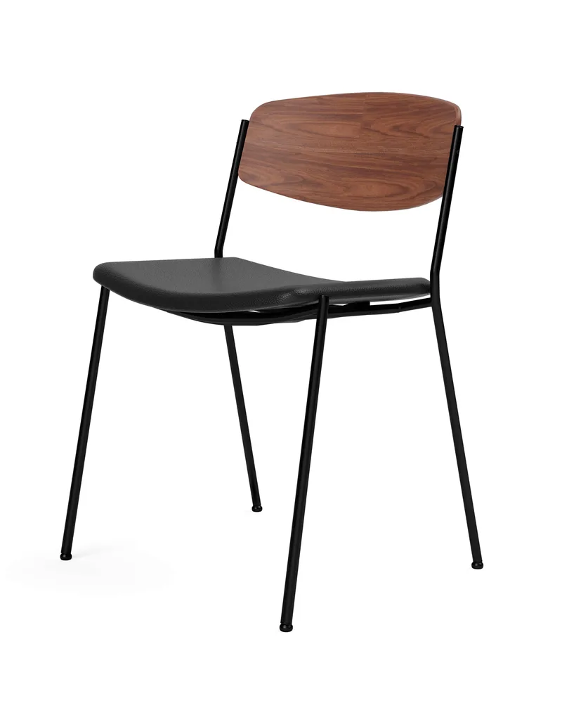 Lynderup Chair Seat upholstered by Fredericia in Leather Omni 301, Black, Walnut lacquer, FSC Mix 70%, Black lacquer – product photo 1 of 4