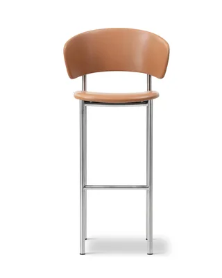 Plan Arm Barstool von Fredericia in Leather Max 95, Cognac, Brushed steel, Sh 78 cm – Produktfoto 4 von 4