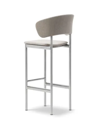 Plan Arm Barstool von Fredericia in Re-Wool 128, Brushed steel, Sh 78 cm – Produktfoto 3 von 4
