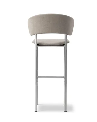 Plan Arm Barstool von Fredericia in Re-Wool 128, Brushed steel, Sh 78 cm – Produktfoto 2 von 4