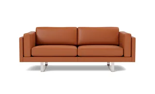 EJ280 Sofa, 2½ seater, 212 cm by Fredericia in Leather Max 95, Cognac, Brushed chrome, sledge base (High) – product photo 4 of 4