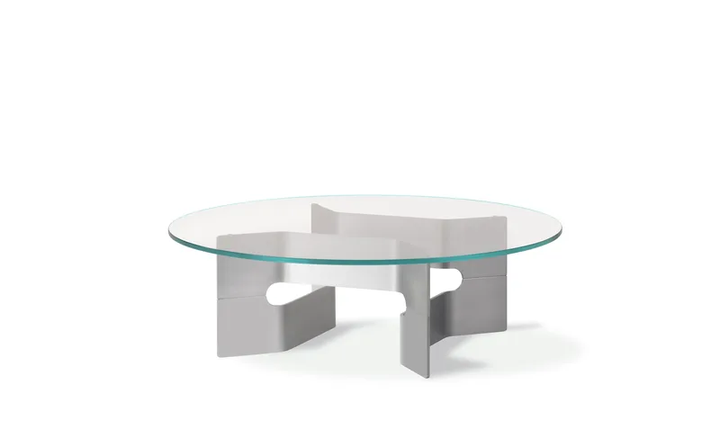 JG Coffee Table von Fredericia in 12 mm tempered glass, Brushed aluminium with clear powder lacq. – Produktfoto 2 von 5