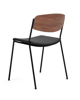 Lynderup Chair Seat upholstered by Fredericia in Leather Omni 301, Black, Walnut lacquer, FSC Mix 70%, Black lacquer – product photo 3 of 4