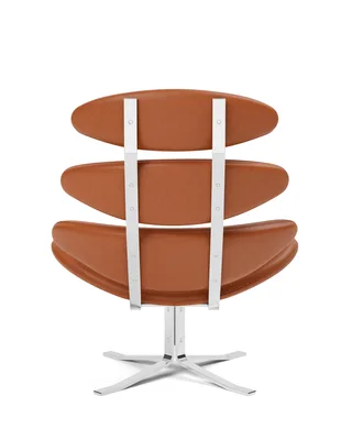 Corona Chair by Fredericia in Leather Max 95, Cognac, Brushed steel – product photo 2 of 4