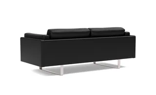 EJ280 Sofa, 2½ seater, 212 cm by Fredericia in Leather Omni 301, Black, Brushed chrome, sledge base (High) – product photo 3 of 4
