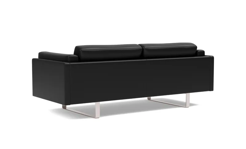 EJ280 Sofa, 2½ seater, 212 cm by Fredericia in Leather Omni 301, Black, Brushed chrome, sledge base (High) – product photo 3 of 4
