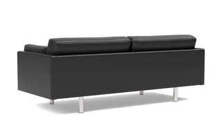 EJ220 Sofa, 3 seater, 212 cm von Fredericia in Leather Omni 301, Black, Brushed chrome, round legs – Produktfoto 3 von 4