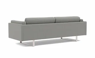 EJ280 Sofa, 3 seater, 240 cm van Fredericia in Re-Wool 128, Brushed chrome, sledge base (High) – productfoto 3 van 4