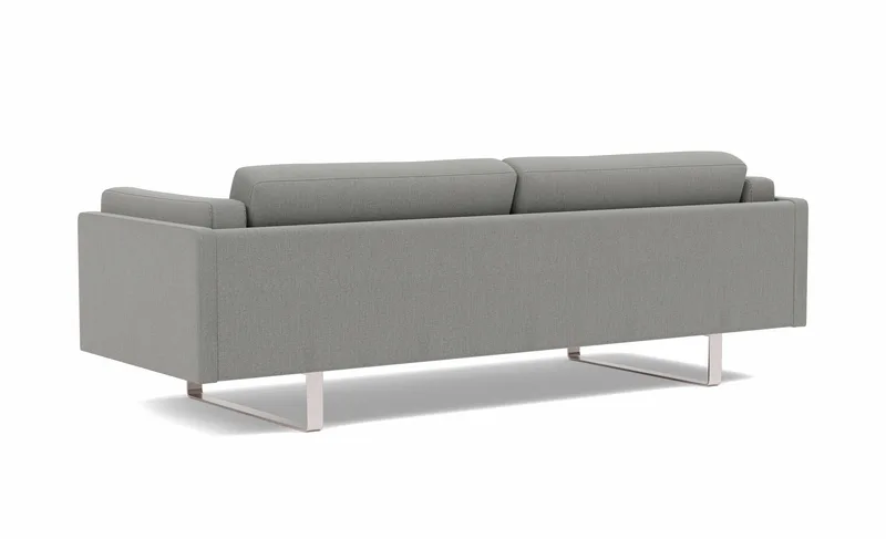 EJ280 Sofa, 3 seater, 240 cm van Fredericia in Re-Wool 128, Brushed chrome, sledge base (High) – productfoto 3 van 4