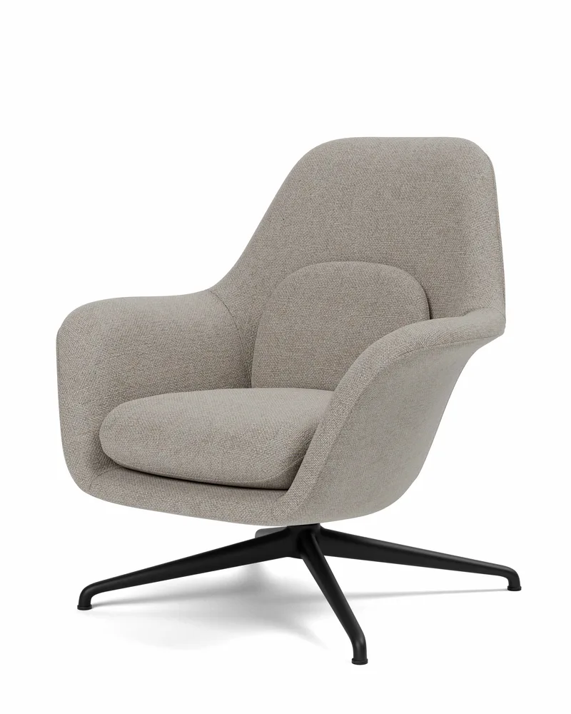 Swoon Lounge Petit Swivel base von Fredericia in Sunniva 717, Swivel base black – Produktfoto 1 von 4