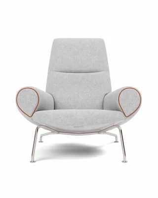 Wegner Queen Chair van Fredericia in Hallingdal 116, Leather Max 95, Cognac, Brushed stainless steel – productfoto 5 van 5