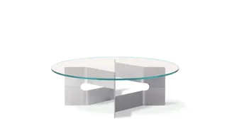 JG Coffee Table von Fredericia in 12 mm tempered glass, Brushed aluminium with clear powder lacq. – Produktfoto 1 von 5