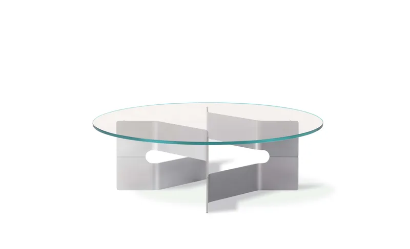 JG Coffee Table von Fredericia in 12 mm tempered glass, Brushed aluminium with clear powder lacq. – Produktfoto 1 von 5