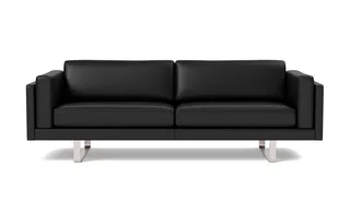 EJ280 Sofa, 3 seater, 240 cm by Fredericia in Leather Omni 301, Black, Brushed chrome, sledge base (High) – product photo 4 of 4