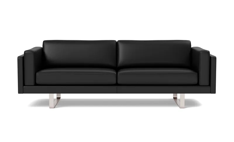 EJ280 Sofa, 3 seater, 240 cm by Fredericia in Leather Omni 301, Black, Brushed chrome, sledge base (High) – product photo 4 of 4