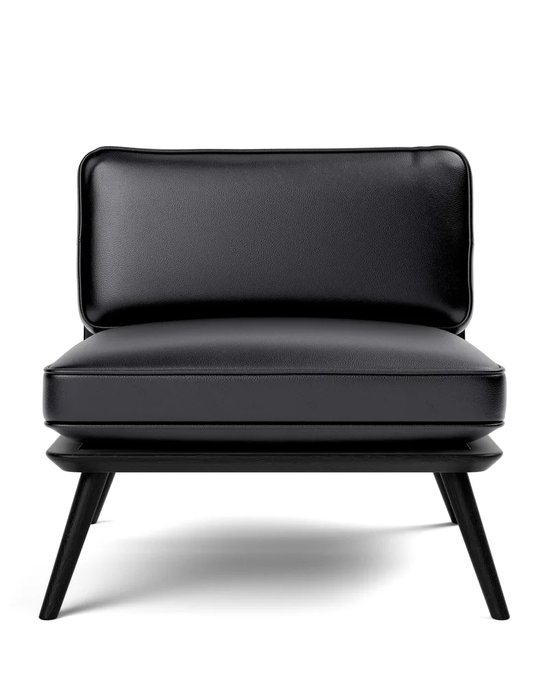 Spine Lounge Suite Chair van Fredericia in Leather Primo 88, Black, Black ash, FSC Mix 70% – productfoto