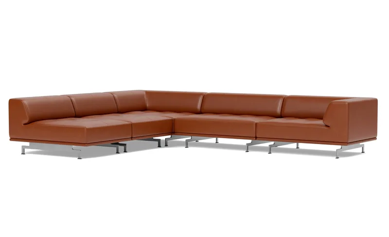 Delphi Elements - Configuration C by Fredericia in Leather Cera 905, Russet brown, Brushed aluminium – product photo 1 of 4