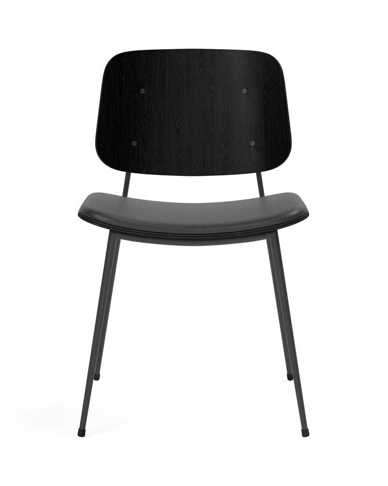 Søborg Metal Base Seat upholstered de Fredericia en Leather Omni 301, Black, Oak black lacquer, FSC Mix 70%, Black – photo du produit