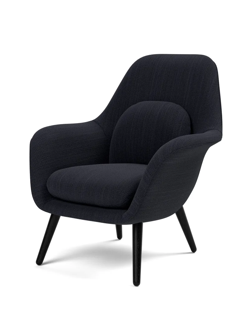 Swoon Lounge Petit Wood base van Fredericia in Sunniva 192, Oak black lacquer FSC Mix 70% – productfoto 1 van 4