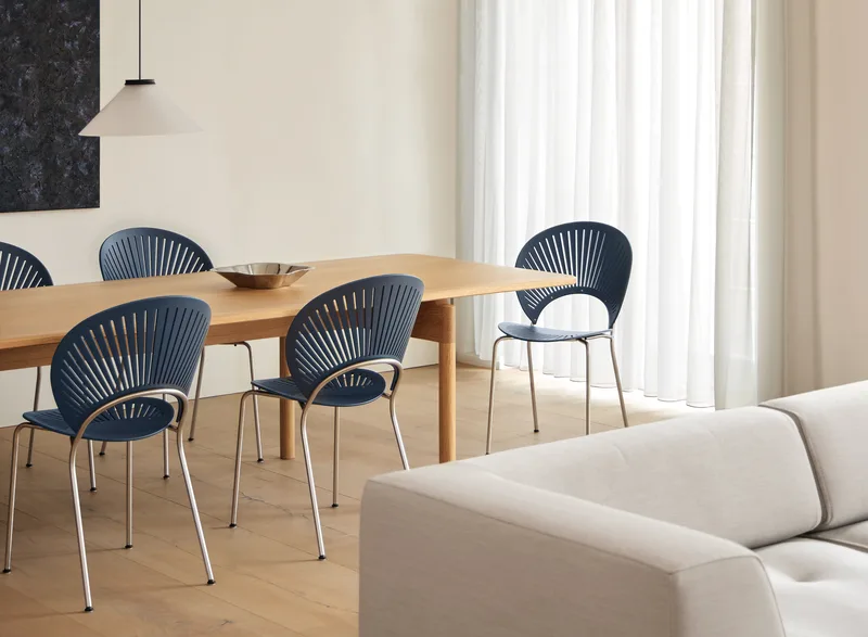 Trinidad by Fredericia in Beech nordic blue, FSC Mix 70%, Chrome – interior photo 1 of 5