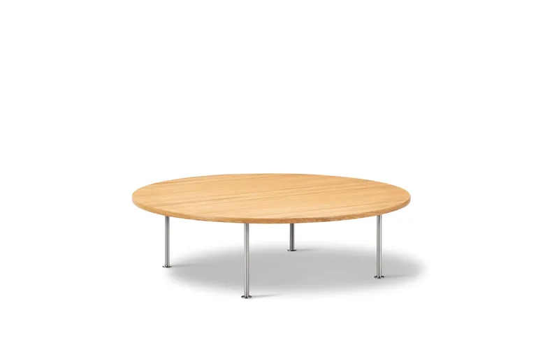 Wegner Ox Table Ø120 by Fredericia in Oak oil, FSC Mix 70%, Brushed stainless steel, 35 cm – product photo 1 of 2