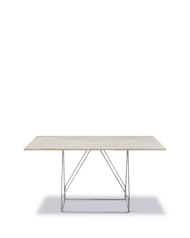 JG Table, 140x140 cm van Fredericia in Ivory Quartzite, Brushed stainless steel, Geen – productfoto 2 van 2