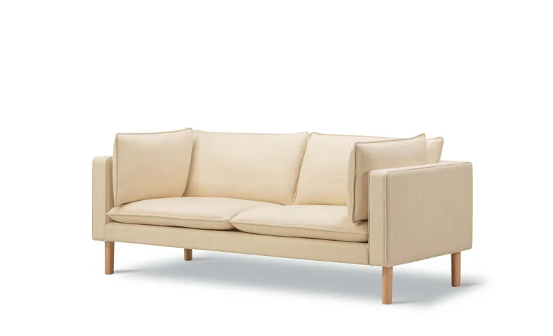 Jota Sofa on Legs, 2-pers., 185 cm by Fredericia in Mood 1104, Oak light oil, FSC Mix 70%, Arm cushions included – product photo 1 of 3