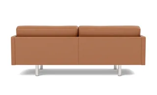 EJ220 Sofa, 3 seater, 212 cm by Fredericia in Leather Max 95, Cognac, Brushed chrome, round legs – product photo 3 of 4
