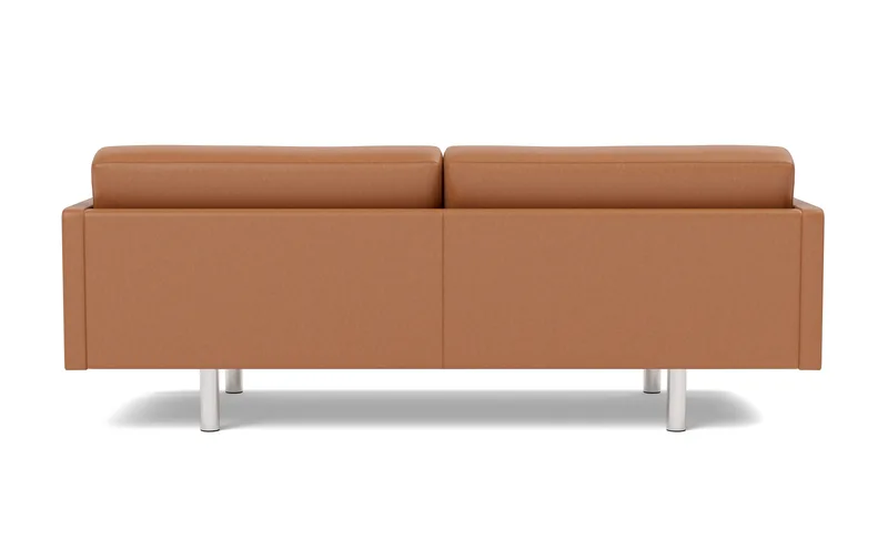 EJ220 Sofa, 3 seater, 212 cm by Fredericia in Leather Max 95, Cognac, Brushed chrome, round legs – product photo 3 of 4