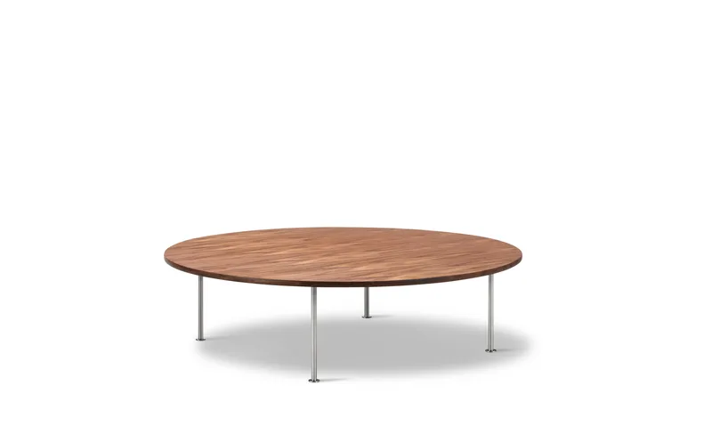 Wegner Ox Table Ø150 van Fredericia in Walnut oil, Brushed stainless steel, 41 cm – productfoto 1 van 2