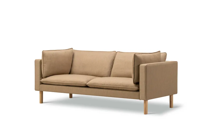 Jota Sofa on Legs, 2-pers., 185 cm by Fredericia in Mood 4104, Oak light oil, FSC Mix 70%, Arm cushions included – product photo 1 of 4