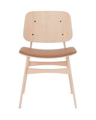 Søborg Wood Base Seat upholstered by Fredericia in Leather Max 95, Cognac, Oak lacquer, FSC Mix 70% – product photo 4 of 4