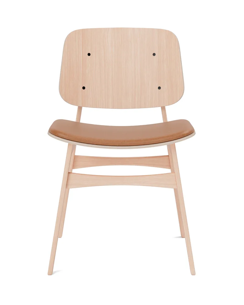 Søborg Wood Base Seat upholstered by Fredericia in Leather Max 95, Cognac, Oak lacquer, FSC Mix 70% – product photo 4 of 4