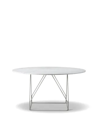 JG Table, Ø140 cm by Fredericia in White Carrara, Brushed stainless steel, None – product photo 2 of 2