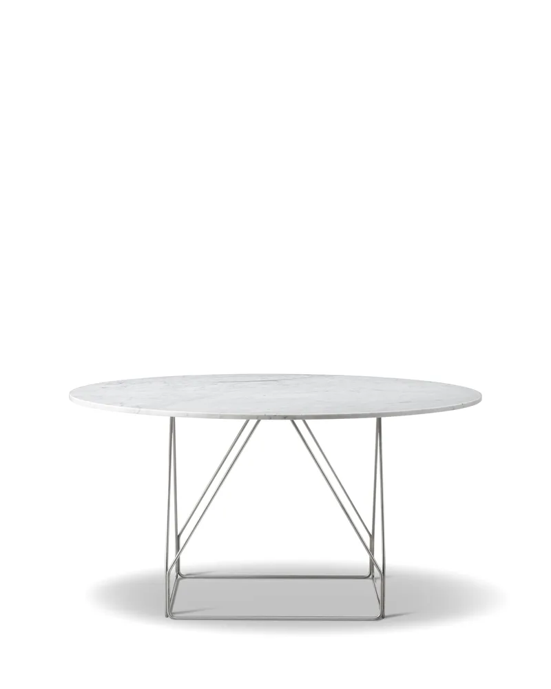 JG Table, Ø140 cm by Fredericia in White Carrara, Brushed stainless steel, None – product photo 2 of 2
