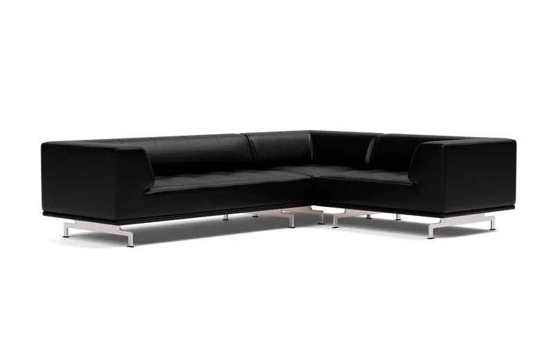 Delphi Elements - Configuration D von Fredericia in Leather Max 98, Black, Brushed aluminium – Produktfoto 1 von 4