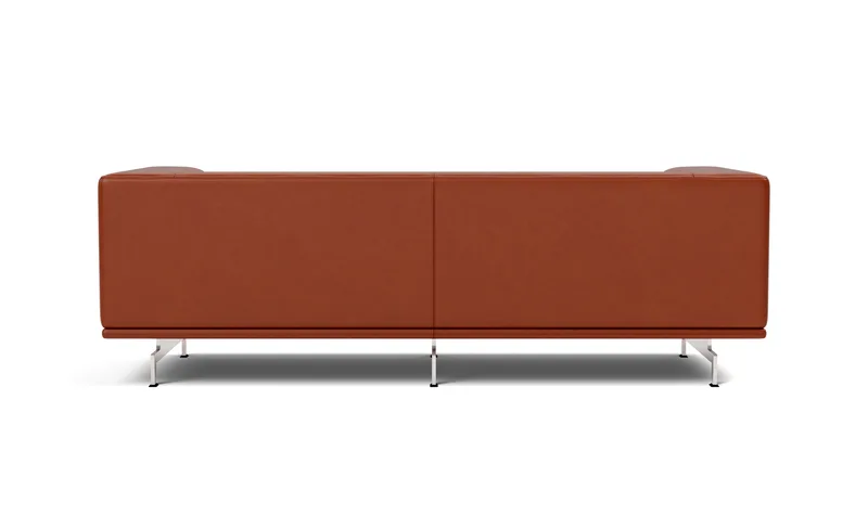 Delphi Sofa, 2 seater, 205 cm van Fredericia in Leather Cera 905, Russet brown, Brushed aluminium – productfoto 2 van 4