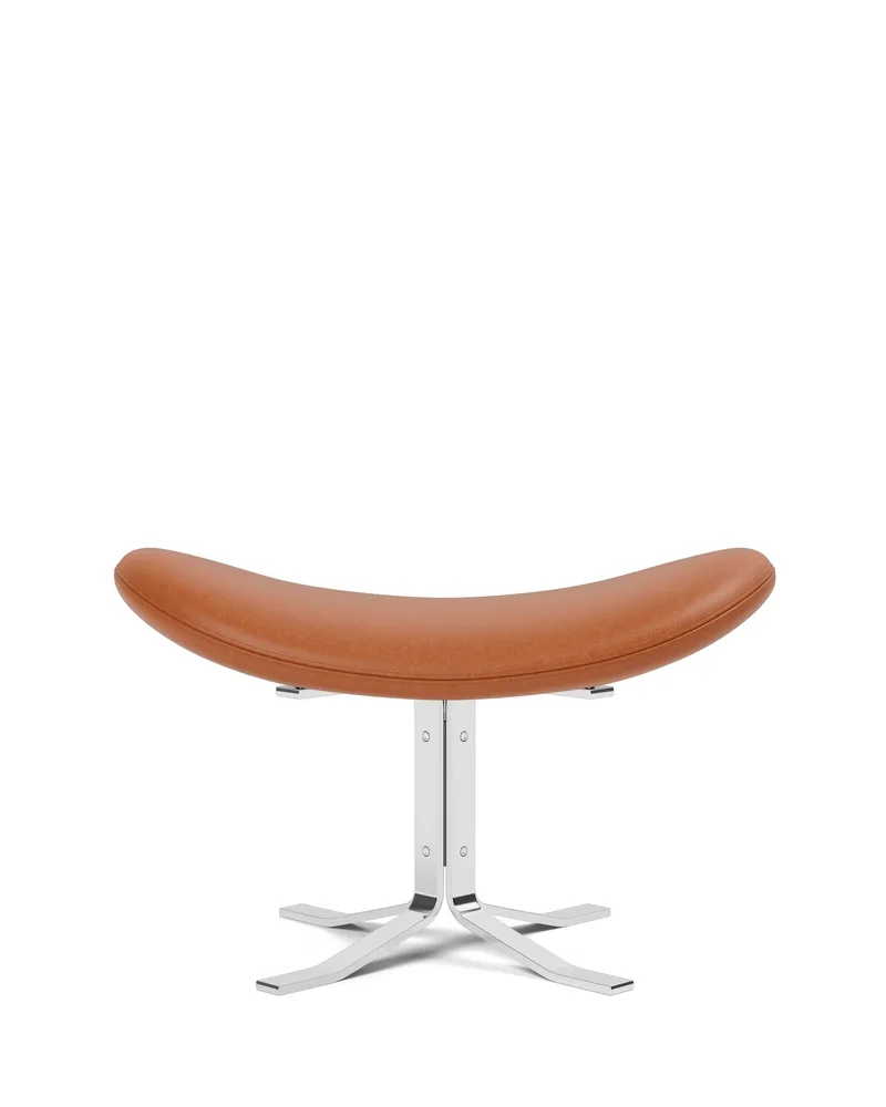 Corona Ottoman van Fredericia in Leather Max 95, Cognac, Brushed steel – productfoto 3 van 3