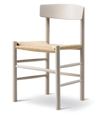 J39 Mogensen Chair van Fredericia in Natural paper cord, Beech pebble grey, FSC Mix 70% – productfoto 2 van 9