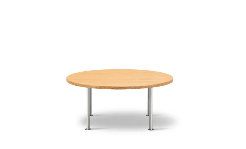 Wegner Ox Table Ø80 by Fredericia in Oak oil, FSC Mix 70%, Brushed stainless steel, 35 cm – product photo 2 of 2