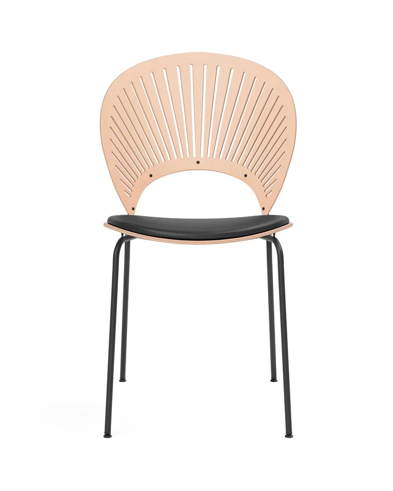 Trinidad Chair Seat upholstered de Fredericia en Leather Omni 301, Black, Beech, lacquer, FSC Mix 70%, Black, smooth – photo du produit 4 sur 4