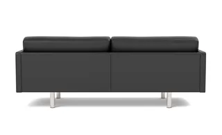 EJ220 Sofa, 3 seater, 212 cm von Fredericia in Leather Omni 301, Black, Brushed chrome, round legs – Produktfoto 2 von 4