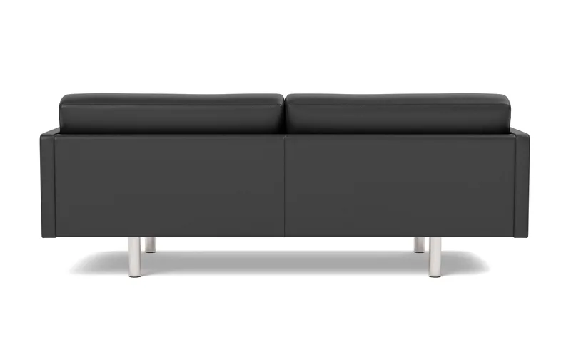EJ220 Sofa, 3 seater, 212 cm von Fredericia in Leather Omni 301, Black, Brushed chrome, round legs – Produktfoto 2 von 4